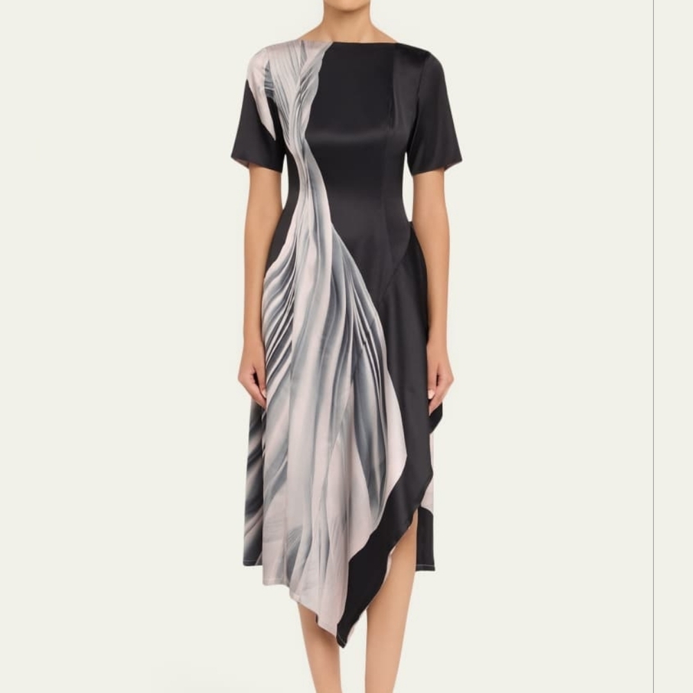 grey jason wu dress | Dresses | Jason Wu Collection Dancing Pleat Shortsleeve Asymmetric Midi Runway